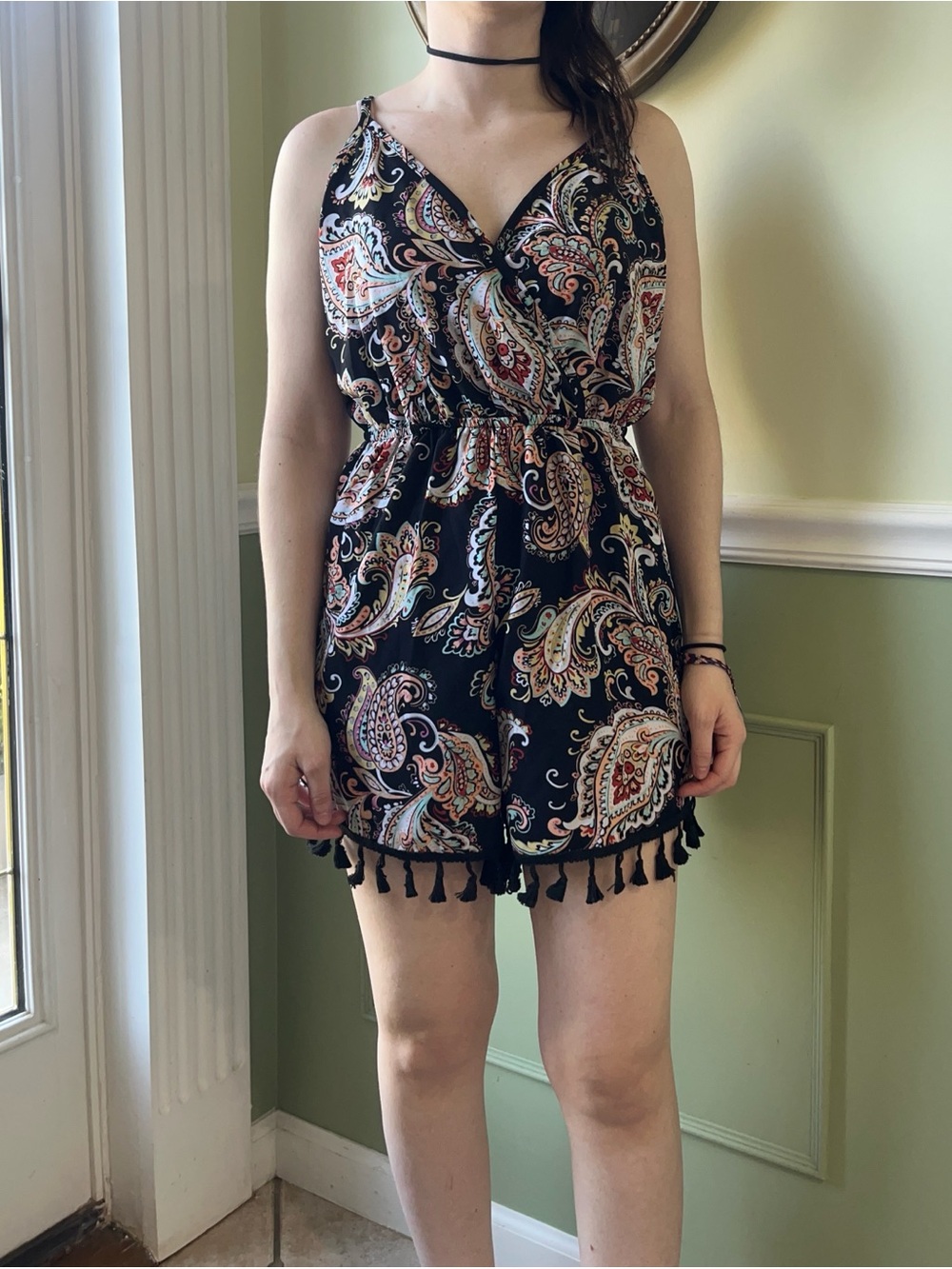 SHEIN paisley fringe romper